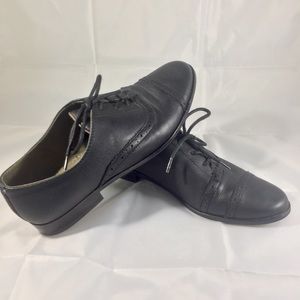 TOMS Black Leather Mocha Brogue Oxford, Sz. 6.5